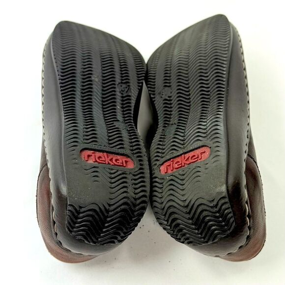 Rieker CELIA Brown Leather Factory Age Distressed Slip On Support Loafers - Picture 14 of 16